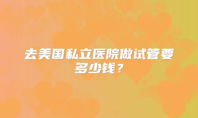 去美国私立医院做试管要多少钱?