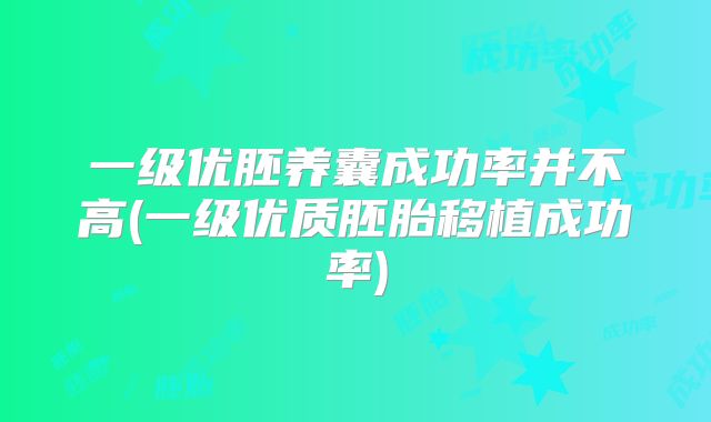 一级优胚养囊成功率并不高(一级优质胚胎移植成功率)