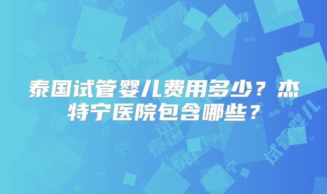 泰国试管婴儿费用多少？杰特宁医院包含哪些？