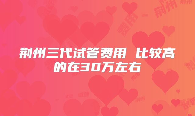 荆州三代试管费用 比较高的在30万左右