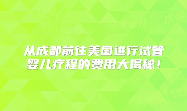 从成都前往美国进行试管婴儿疗程的费用大揭秘！