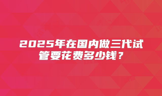 2025年在国内做三代试管要花费多少钱？