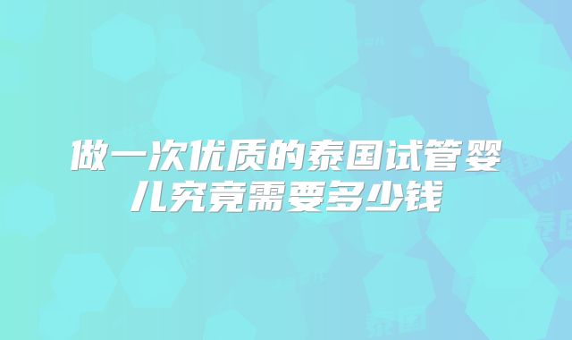 做一次优质的泰国试管婴儿究竟需要多少钱