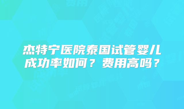 杰特宁医院泰国试管婴儿成功率如何？费用高吗？
