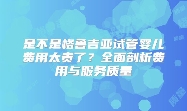 是不是格鲁吉亚试管婴儿费用太贵了?全面剖析费用与服务质量