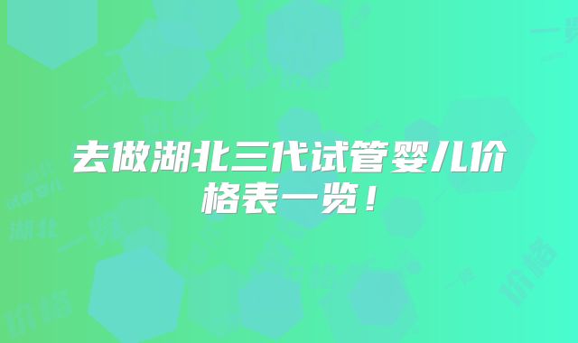 去做湖北三代试管婴儿价格表一览！