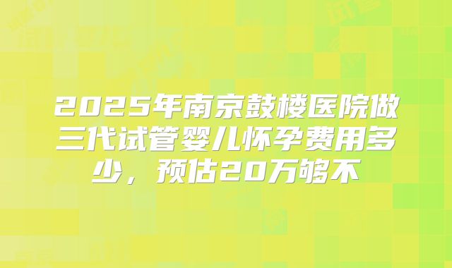 2025年南京鼓楼医院做三代试管婴儿怀孕费用多少,预估20万够不
