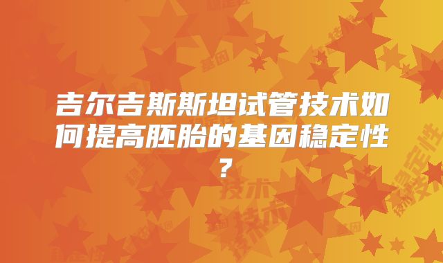 吉尔吉斯斯坦试管技术如何提高胚胎的基因稳定性？