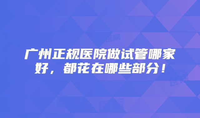 广州正规医院做试管哪家好，都花在哪些部分！