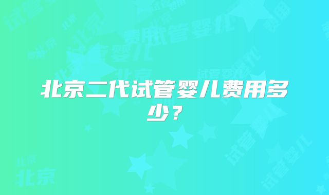 北京二代试管婴儿费用多少？