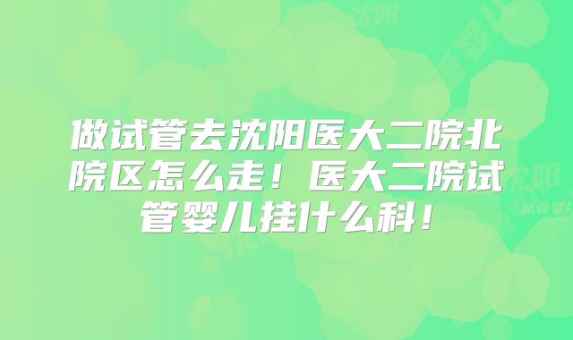 做试管去沈阳医大二院北院区怎么走！医大二院试管婴儿挂什么科！