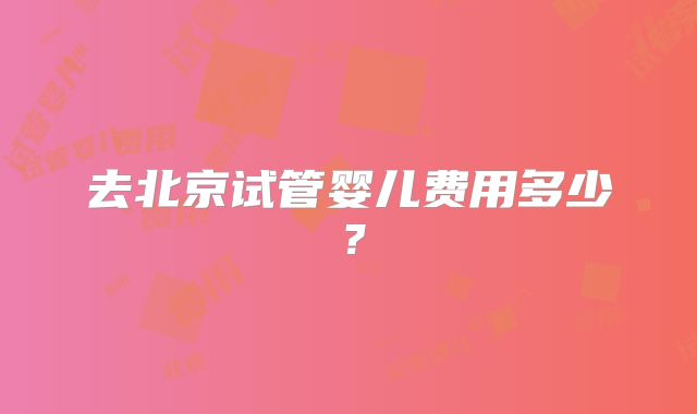 去北京试管婴儿费用多少?