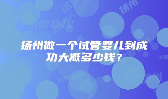 扬州做一个试管婴儿到成功大概多少钱？
