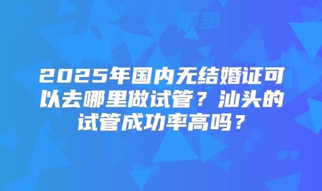 2025年国内无结婚证可以去哪里做试管？汕头的试管成功率高吗？