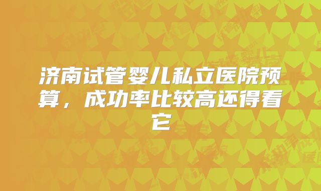 济南试管婴儿私立医院预算，成功率比较高还得看它