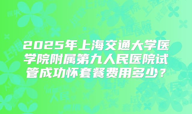 2025年上海交通大学医学院附属第九人民医院试管成功怀套餐费用多少?