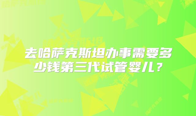 去哈萨克斯坦办事需要多少钱第三代试管婴儿?