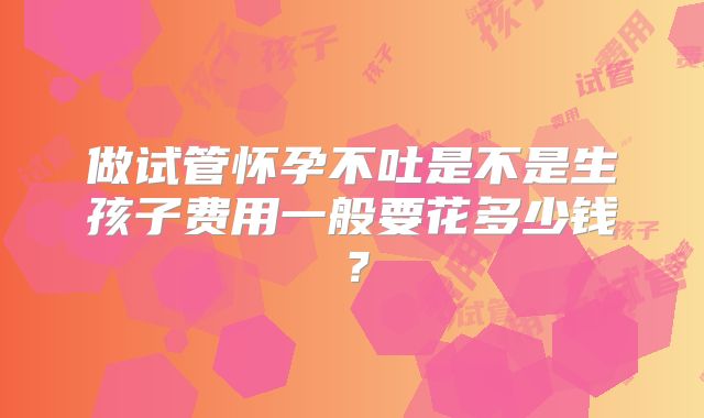 做试管怀孕不吐是不是生孩子费用一般要花多少钱？