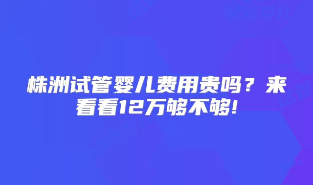 株洲试管婴儿费用贵吗？来看看12万够不够!
