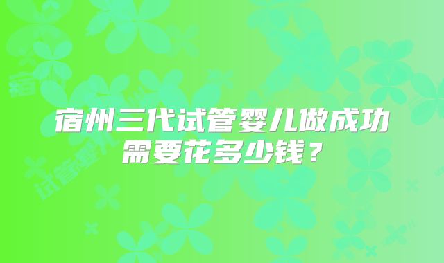 宿州三代试管婴儿做成功需要花多少钱？