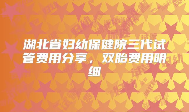 湖北省妇幼保健院三代试管费用分享,双胎费用明细