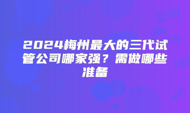2024梅州最大的三代试管公司哪家强?需做哪些准备