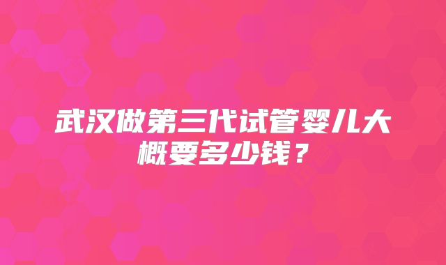武汉做第三代试管婴儿大概要多少钱？