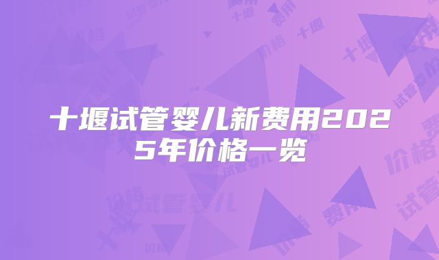 十堰试管婴儿新费用2025年价格一览