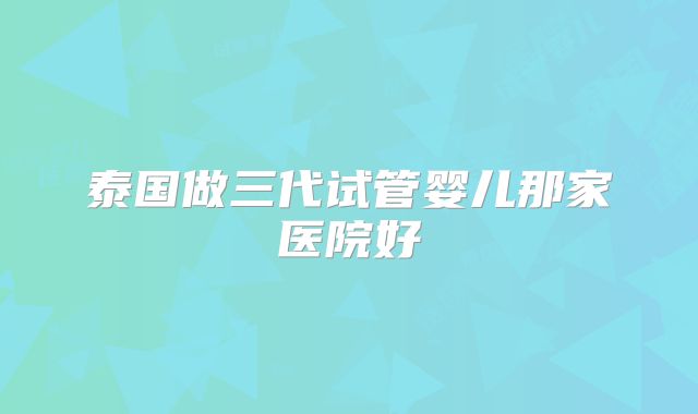 泰国做三代试管婴儿那家医院好