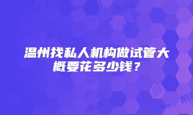 温州找私人机构做试管大概要花多少钱？