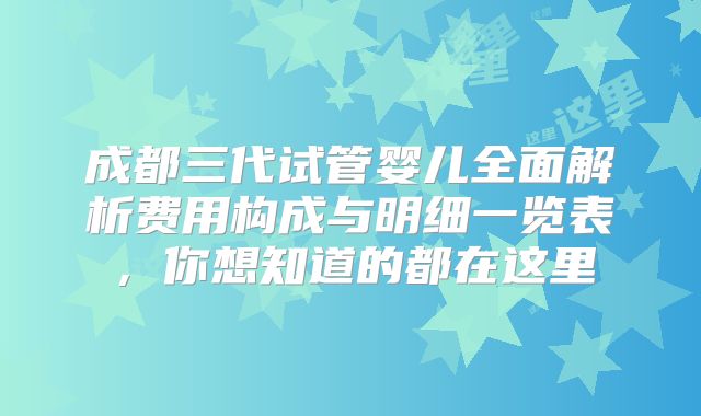 成都三代试管婴儿全面解析费用构成与明细一览表，你想知道的都在这里