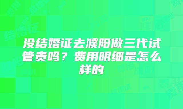 没结婚证去濮阳做三代试管贵吗？费用明细是怎么样的
