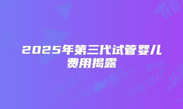 2025年第三代试管婴儿费用揭露