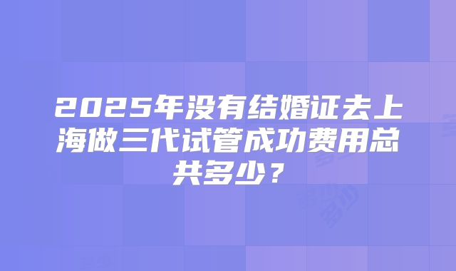 2025年没有结婚证去上海做三代试管成功费用总共多少?