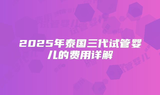 2025年泰国三代试管婴儿的费用详解