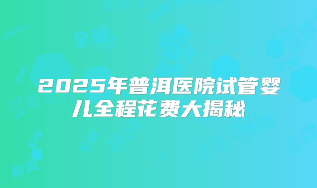 2025年普洱医院试管婴儿全程花费大揭秘