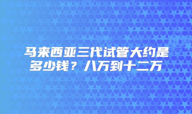 马来西亚三代试管大约是多少钱?八万到十二万