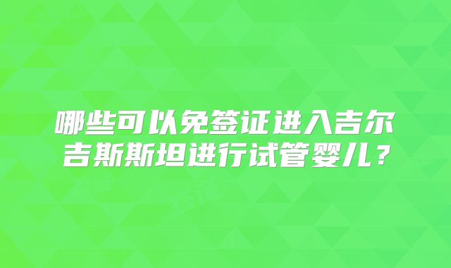 哪些可以免签证进入吉尔吉斯斯坦进行试管婴儿？