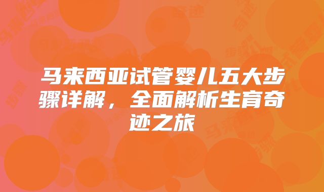 马来西亚试管婴儿五大步骤详解，全面解析生育奇迹之旅