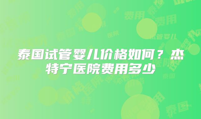 泰国试管婴儿价格如何?杰特宁医院费用多少