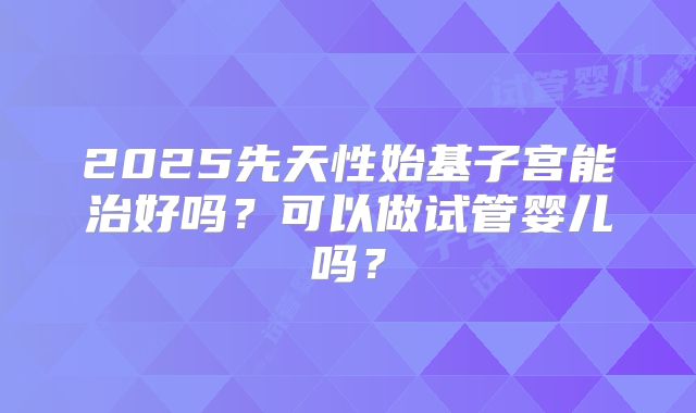 2025先天性始基子宫能治好吗?可以做试管婴儿吗?