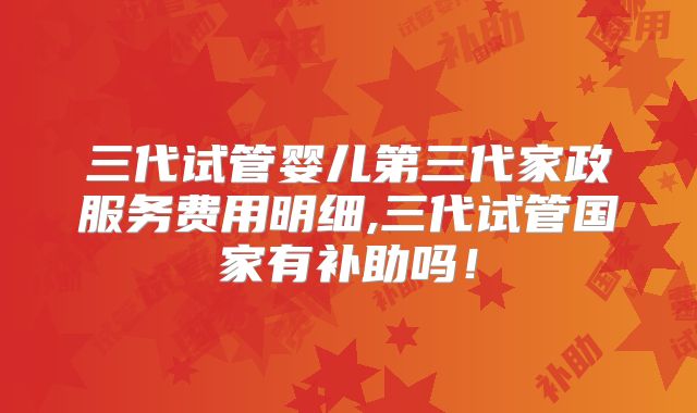三代试管婴儿第三代家政服务费用明细,三代试管国家有补助吗!