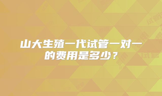山大生殖一代试管一对一的费用是多少?