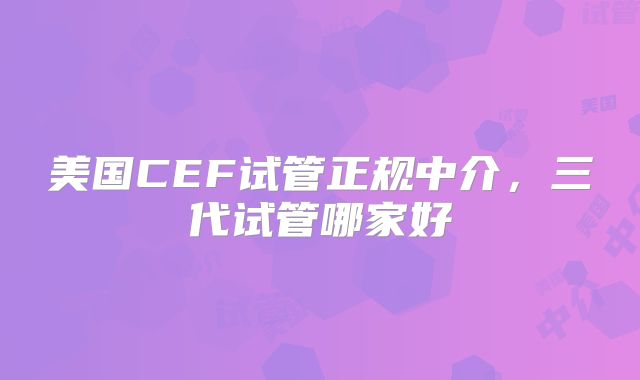 美国CEF试管正规中介,三代试管哪家好