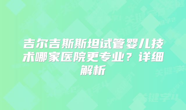 吉尔吉斯斯坦试管婴儿技术哪家医院更专业?详细解析