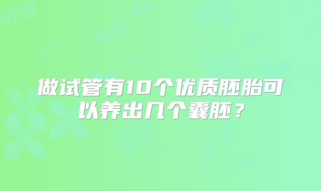 做试管有10个优质胚胎可以养出几个囊胚?