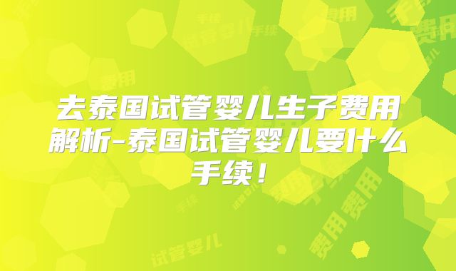 去泰国试管婴儿生子费用解析-泰国试管婴儿要什么手续！