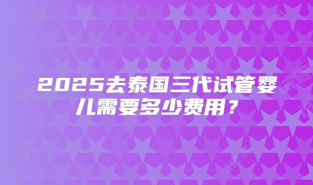 2025去泰国三代试管婴儿需要多少费用？