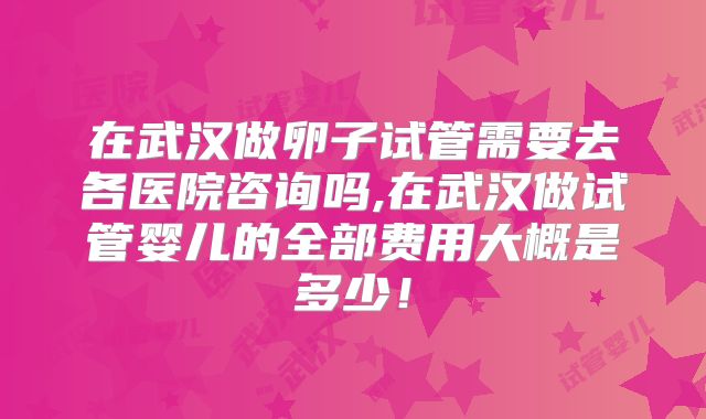 在武汉做卵子试管需要去各医院咨询吗,在武汉做试管婴儿的全部费用大概是多少！