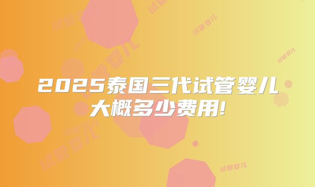2025泰国三代试管婴儿大概多少费用!